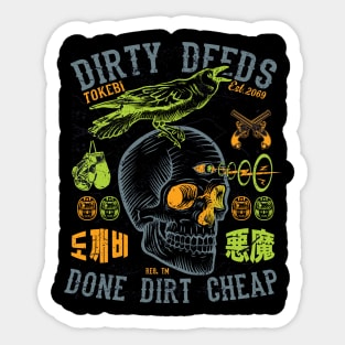 Dirty Deeds Skull Sticker